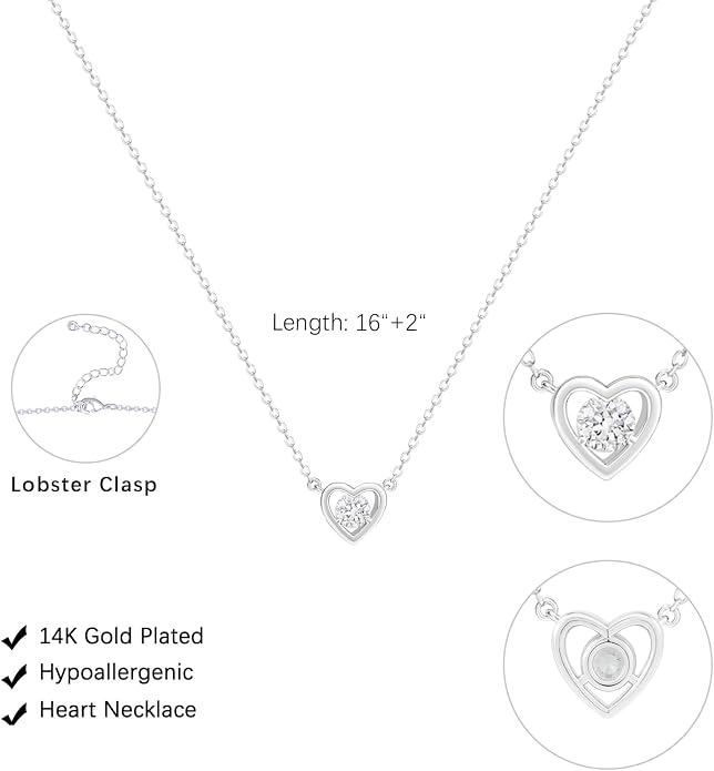HERIER Cute Heart Necklace Dainty 18k Gold Plated Tiny Heart Pendant Choker Necklaces Small Gold Love Open Heart Chain Necklace for Women Simple Gold Necklace for Women Trendy Jewelry
