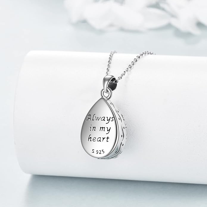 ONEFINITY Tree of Life Urn Necklace for Ashes Sterling Silver Moonstone Black Onyx Mass Agate Cremation Necklace for Ashes Keepsake Memory Jewelry for Women