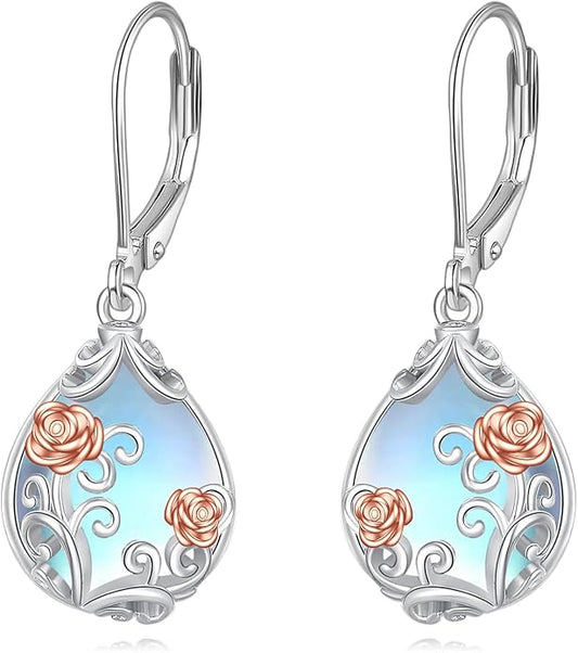 POPLYKE Celtic Filigree Teardrop Drop Dangle Earrings Sterling Silver Leverback Earrings Jewelry for Women