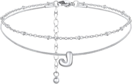 ChainsProMax Initial Ankle Bracelets for Women, Waterproof Anklets Bracelet Adjustable Summer Beach Women Foot Jewelry, Stainless Steel/Gold Plated-Send Gift Box/Letter A-Z