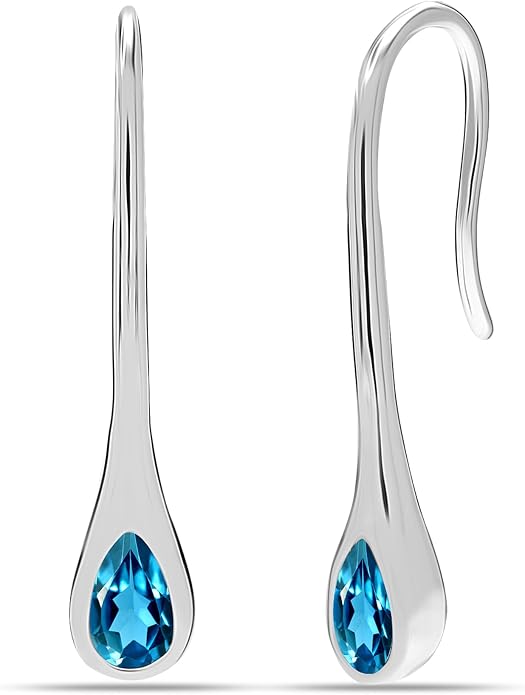 LeCalla 925 Sterling Silver Drop Ear Cuffs Earrings | Lightweight Threader Wire Shaped Teardrop Dangle Earring for Women | Hypoallergenic Piercing Gifts for Her