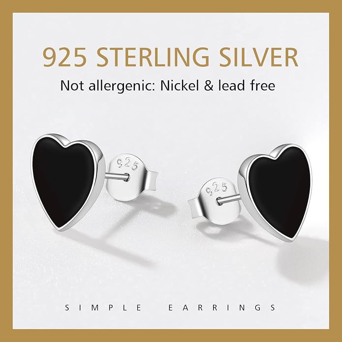 FindChic Hypoallergenic Sterling Silver Small Bar/Heart/Dot/Triangle/Butterfly/Lightning Studs Earrings Minimalist Geometric Jewelry Valentine Gifts for Women Men Girls, with Gift Box