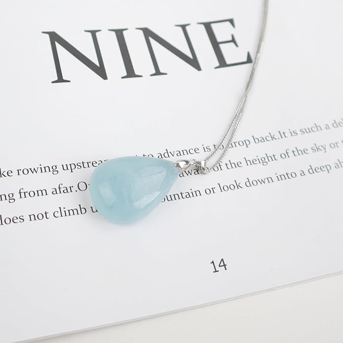 iSTONE 925 Sterling Silver Natural Crytral for Womens Pendant Necklace, Gemstone Birthstone with 17.8" Silver Chain Ladies