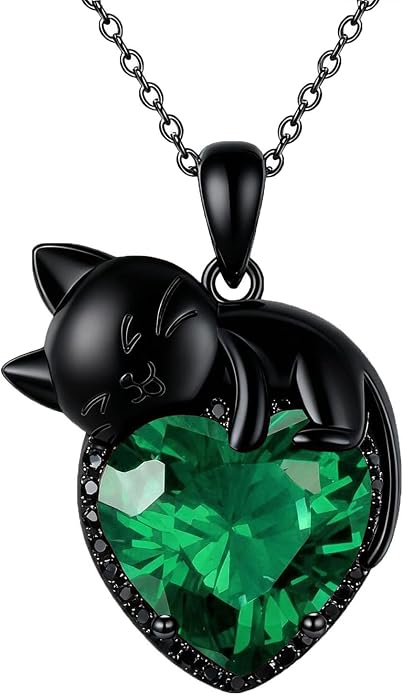 Cat Necklace Sterling Silver Cat Zircon Pendant Gothic Jewelry for Women Animal Lovers Gifts