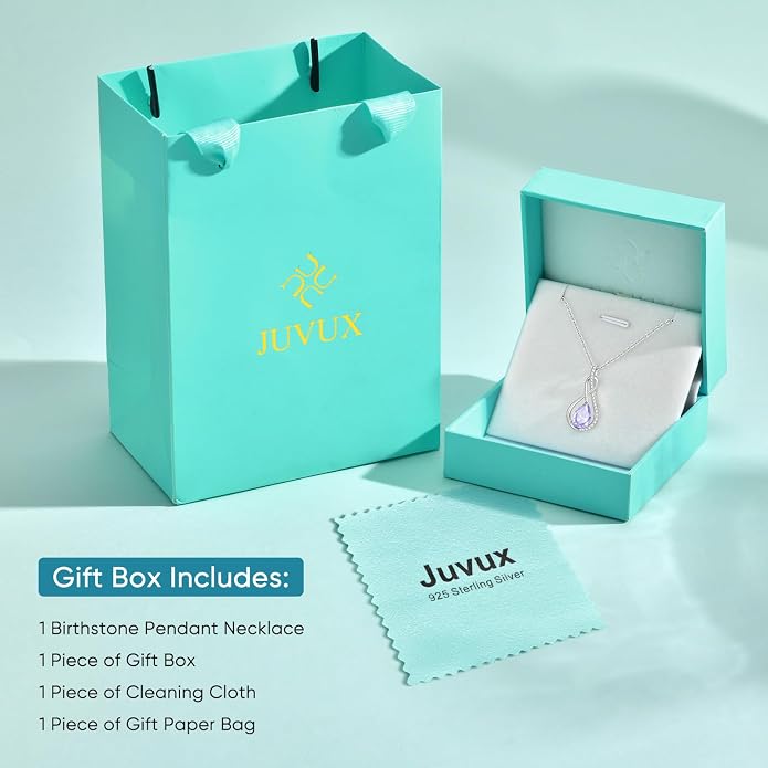 Birthstone Necklaces for Women Mothers - 925 Sterling Silver Dainty Infinity Cubic Zirconia Pendant Necklace Anniversary Birthday Christmas Gifts for Her Wife Mom Lady Daughter, Adjustable Chain