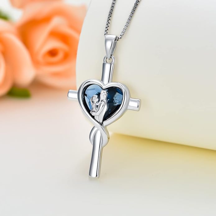 PROESS S925 Sterling Silver Daughter Heart Pendant Necklace from Dad Mom I Love You Forever Jewelry