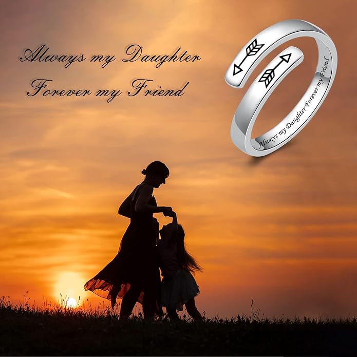 BEILIN 925 Sterling Silver Inspirational Jewelry Rings Adjustable Ring Personality Encouragement Gift for Teens Women
