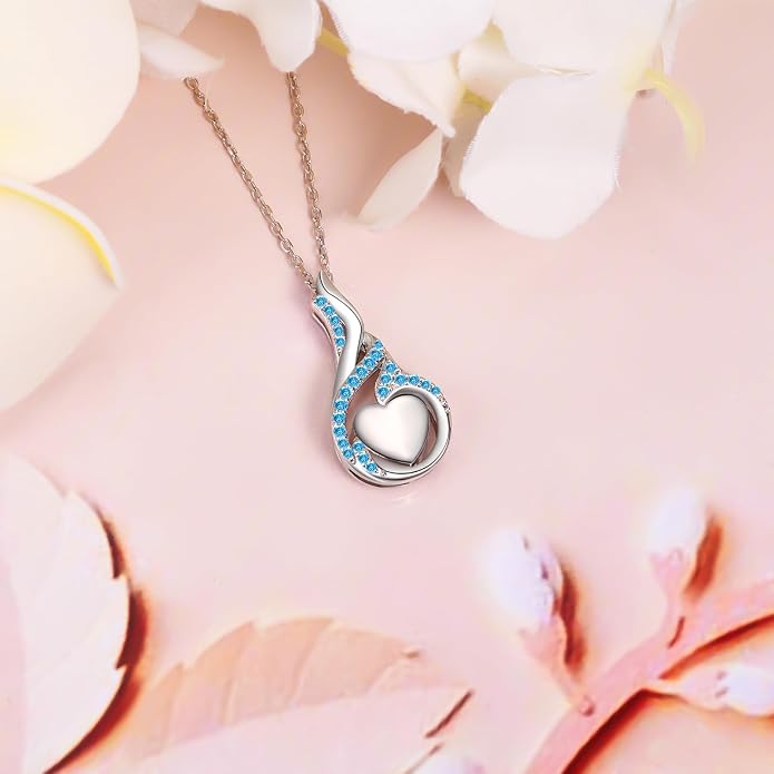 Cremation Jewelry 925 Sterling Silver Teardrop Urn Necklace for Ashes Heart Shape Memorial Keepsake Pendant for Human Ashes for Women Gift