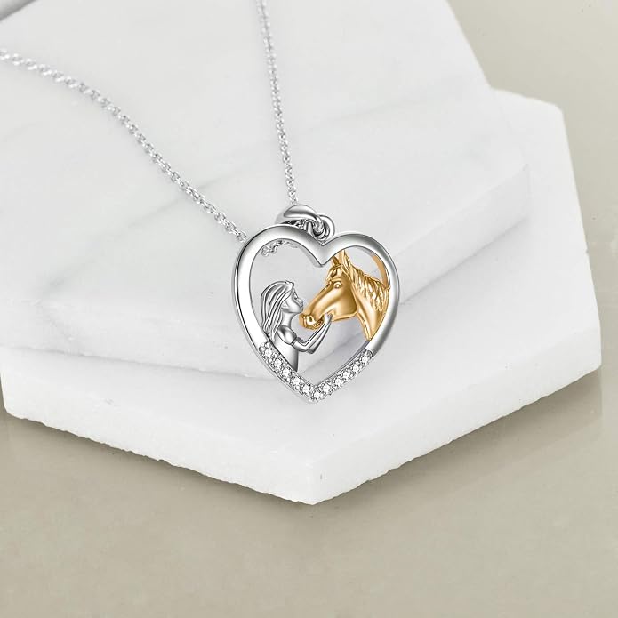 YFN Horse Pendant Necklace Sterling Silver Women with Horse Gift for Women