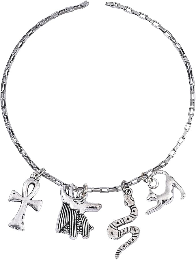 DanLingJewelry 100 pcs 10 Styles Egyptian Theme Antique Sliver Charms Pharaoh Pyramid Ankh Cross Evil Eye Snake Charms for Jewelry Making
