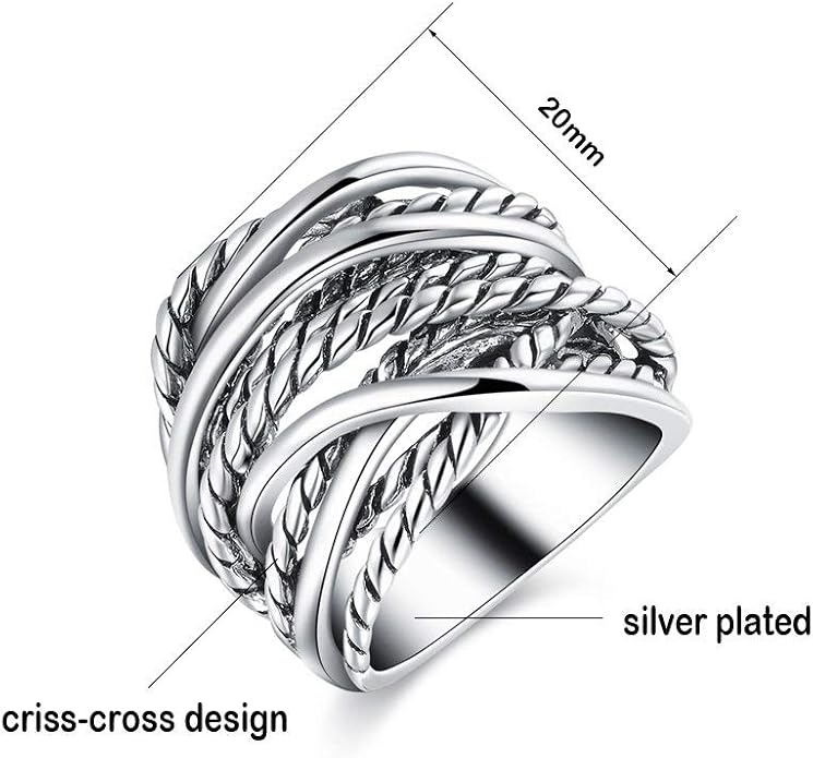 Mytys Wide Band Rings Twisted Rope Ring Two-Tone Mixed Metal Braided Statement Rings Fashion Jewelry for Women