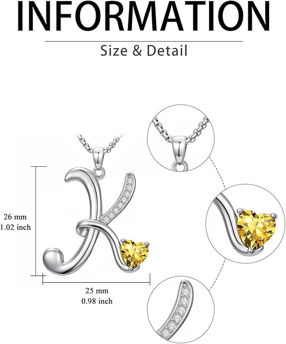 Birthday Gifts for Women Alphabet A to Z Initial Birthstone Pendant Necklaces for Women - 18k White Gold Plated Personalized Name Jewelry Anniversary Graduation Gifts for Wife Her Daughter Girlfriend(with Gift Box)