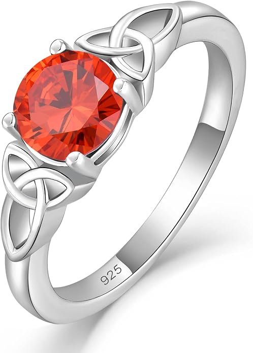 YL Celtic Knot Rings for Women 925 Sterling Silver Round Cut Birthstone Statement Ring