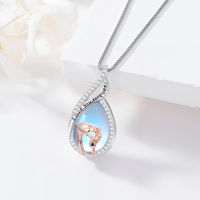 PROESS S925 Sterling Silver Daughter Heart Pendant Necklace from Dad Mom I Love You Forever Jewelry