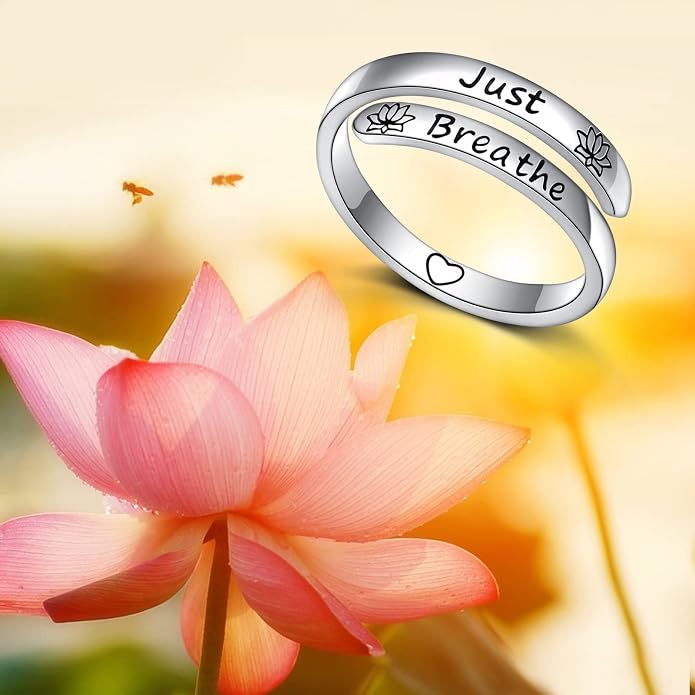 Ladytree Adjustable Inspirational Rings 925 Sterling Silver Stacking Wrap Spiral Twist Statement Band Encouragement Birthday Gift for Women Men