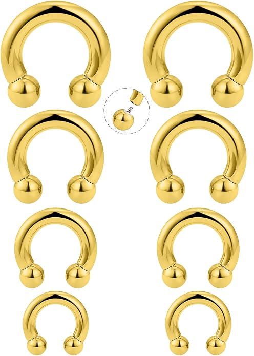 20G-00G Septum Rings Ear Gauges Earrings Stretching Kit 316L Surgical Steel Horseshoe Septum Pa Piercing Jewelry for Women 10mm 12mm 14mm 16mm