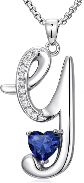 Birthday Gifts for Women Alphabet A to Z Initial Birthstone Pendant Necklaces for Women - 18k White Gold Plated Personalized Name Jewelry Anniversary Graduation Gifts for Wife Her Daughter Girlfriend(with Gift Box)