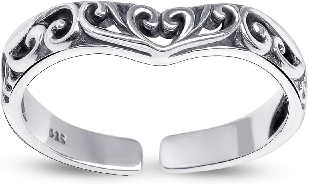 LeCalla 925 Sterling Silver Minimalist Toe Rings Set of Toe Ring Lightweight Antique Adjustable Open Toe Rings Band Ring Summer Beach Foot Jewelry Set for Women