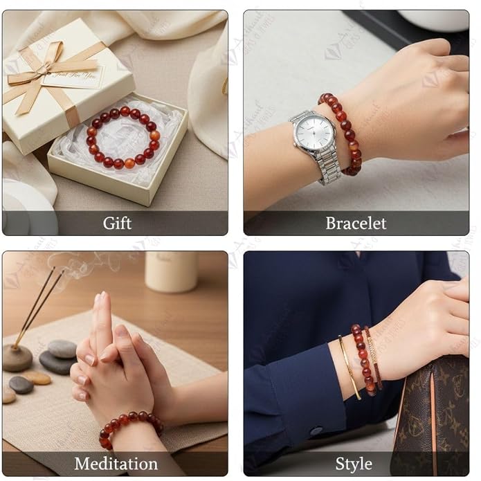 Arihant Gems And Jewels Reiki/Yoga Healing Crystal Stretchable Bracelet,100% Natural And Certified, Astrological Gemstone, Unisex Both For Men & Women - (8 Mm)