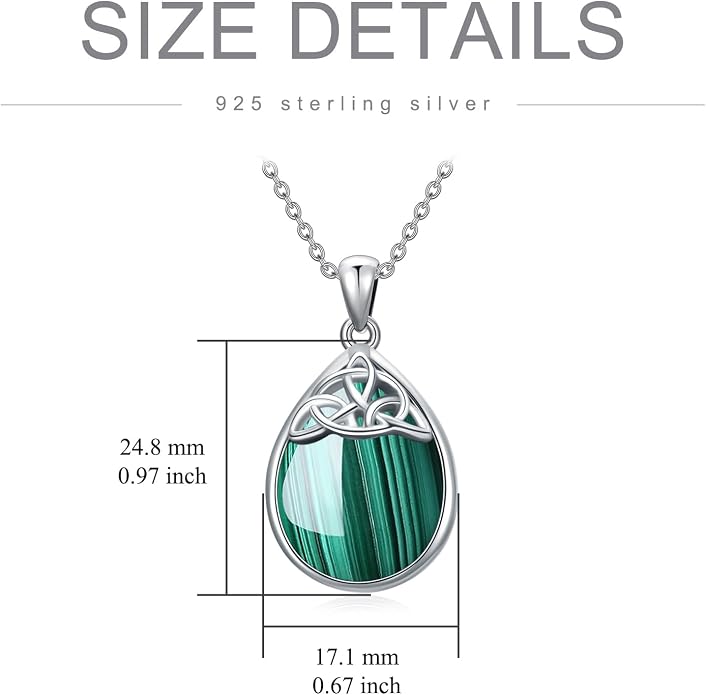 PELOVNY Celtic Knot Necklaces for Women 925 Sterling Silver Gemstone/Birthstone Teardrop Infinity Necklace Irish Celtic Pendant Jewelry Gifts for Mom Daughter Wife