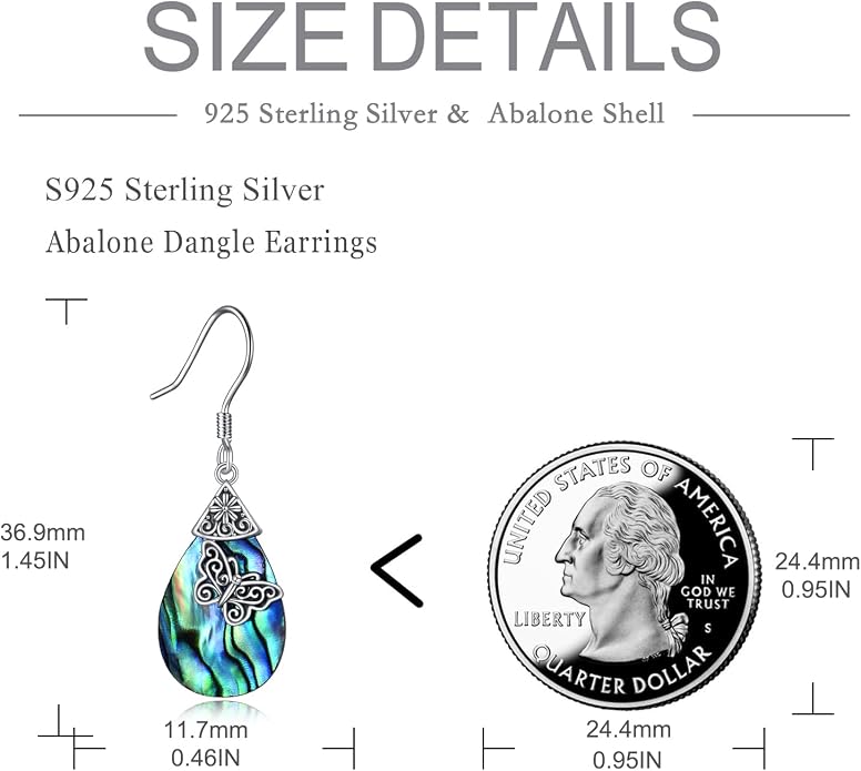 POPLYKE 925 Sterling Silver Tree of Life Dangle Earrings for Women Fashion Abalone Shell Jewelry Gifts for Mom Sister Friend Birthday