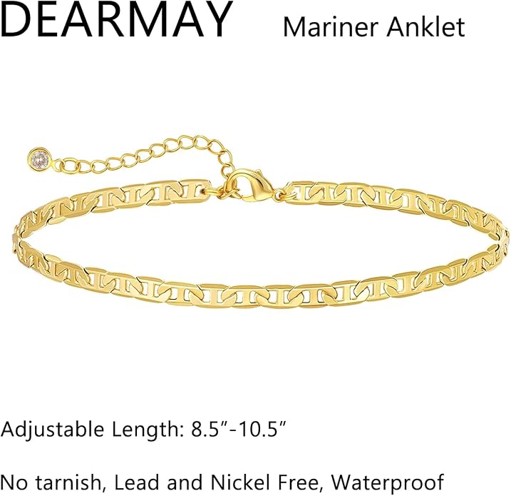 DEARMAY Gold Anklets for Women Waterproof, Non Tarnish14K Gold Plated Ankle Bracelets Set Stack, Summer Beach Jewelry Gifts for Vacation, Bikini Outfits for Women Mom Her