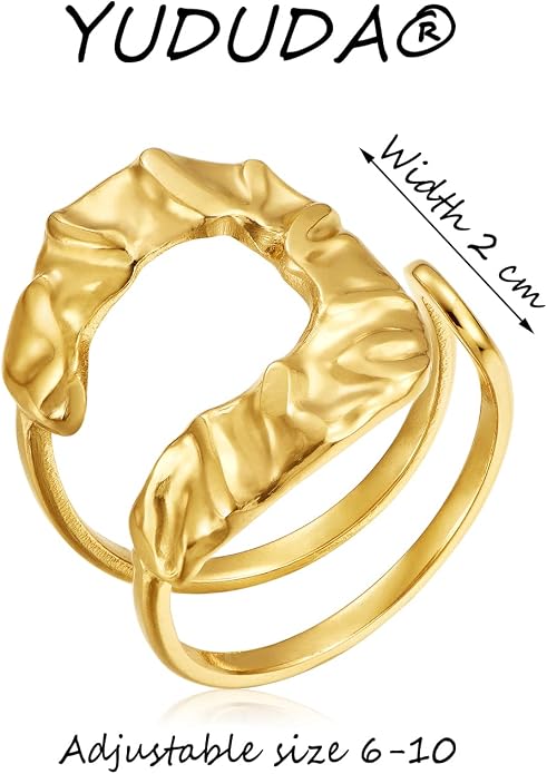 Gold Silver Rings Set for Women Chunky Statement Rings ZC Dome Evil Eye Croissant ring Thick 18K Gold Plated Band Rings