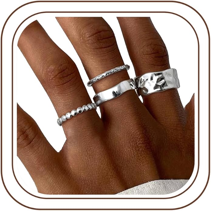 Fansilver Stackable Chunky Gold Rings for Women Non Tarnish Dainty 14K Gold Plated Stacking Thumb Rings Set Trendy Gold Wedding Band Ring Size 5-11