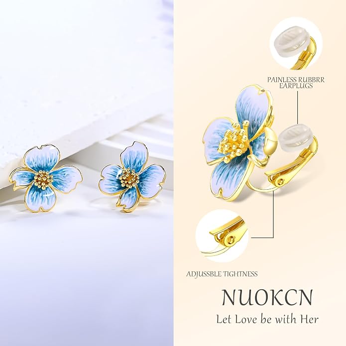Clip on Earrings Women, 14K Gold Plated Earrings for Sensitive Ears, Fashion Women's Earrings Jewelry Birthday Gift for Wife Grandma Daughter Girls on Christmas Thanksgiving