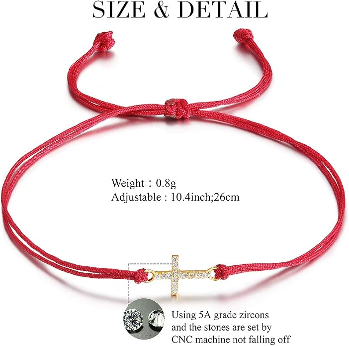 Evil Eye Bracelets Adjustable Charm Lucky Protection Spiritual Kabbalah Red/Black String Thread Bracelet Anklet with Infinity/Cross/Hamsa/Heart/Butterfly Jewelry for Women.