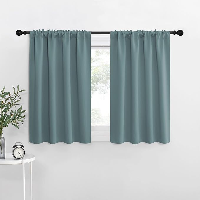 NICETOWN RV Blackout Curtains for Camper Windows, Greyish Blue, 29" Wide by 40" Long, 2 PCs, Short Blackout Curtains & Drapes, Thermal Insulated Blackout Curtain Panels for Kids Room, Play Room