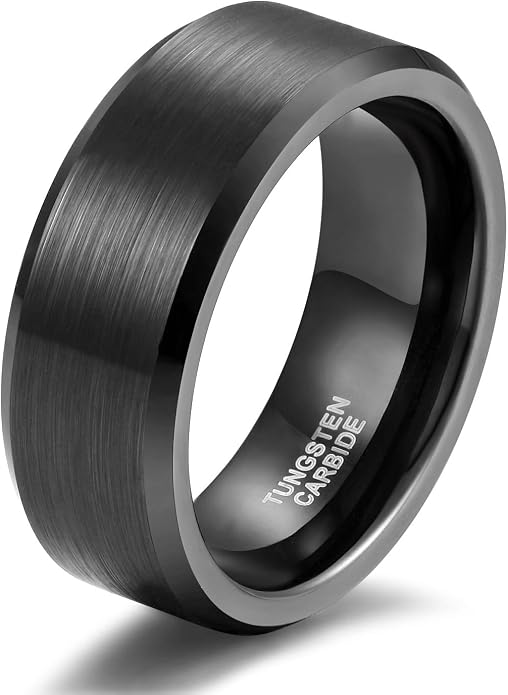 TRUMIUM 2mm 4mm 6mm 8mm 10mm Tungsten Ring Wedding Band for Women Men Bevel Edges Brushed Comfort Fit Size 4-15