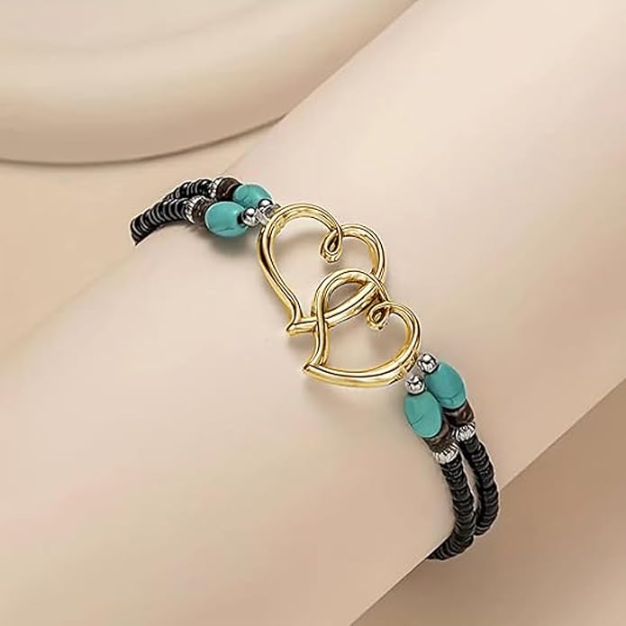 Ankle Bracelets for Women Waterproof Elastic Heart Anklet Stretchy Ankle Bracelets Colorful Beaded Anklets Boho Ankle Bracelets Silver Beach Anklet Jewelry Accessories for Summer