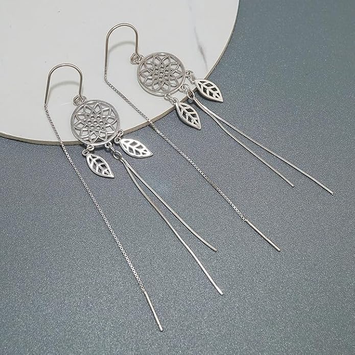 Sterling Silver Big Drop Earrings 925 Tassel Linear Ear Hanging Shimmering Fan Statement Teardrop Earrings - Designer Multi-Style Statement Exquisite Trendy Upscale Chandelier Dangle Earrings Jewelry Gift for Women