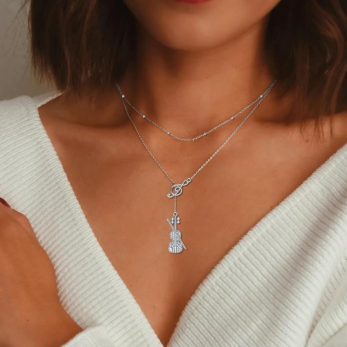 MONGAS Tree of Life/Infinity Cross/Lock and Key/Lotus/Hamsa/Horse/Strawberry/Opal/Lariat/Dragonfly/Heart/Violin Layered Necklace Sterling Silver for Women