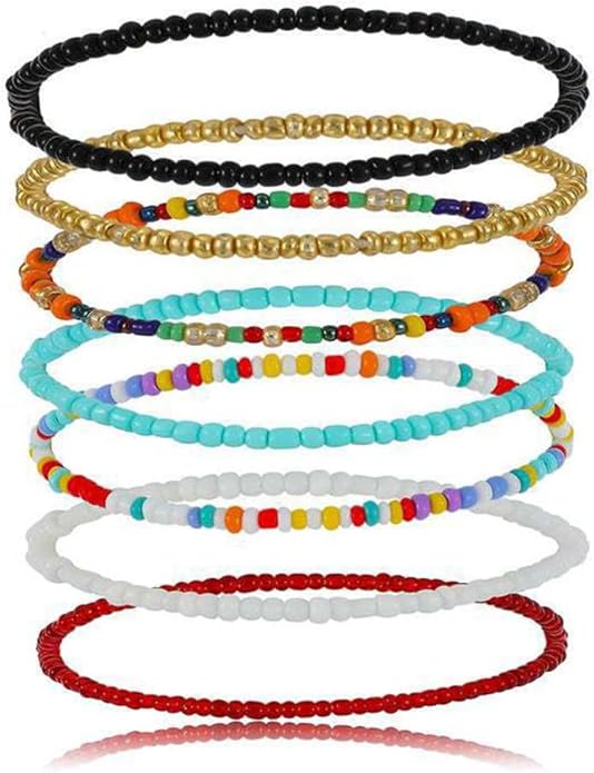 Anklet Bracelets for Women Boho Beaded Layered Ankle Bracelets Stack Summer Beach Waterproof Jewelry