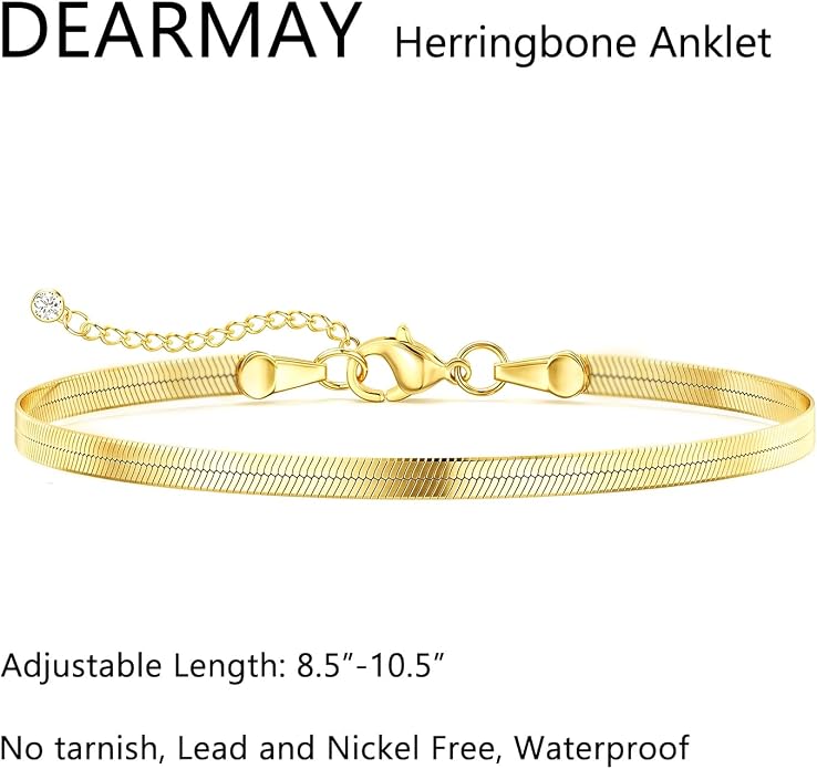 DEARMAY Gold Anklets for Women Waterproof, Non Tarnish14K Gold Plated Ankle Bracelets Set Stack, Summer Beach Jewelry Gifts for Vacation, Bikini Outfits for Women Mom Her