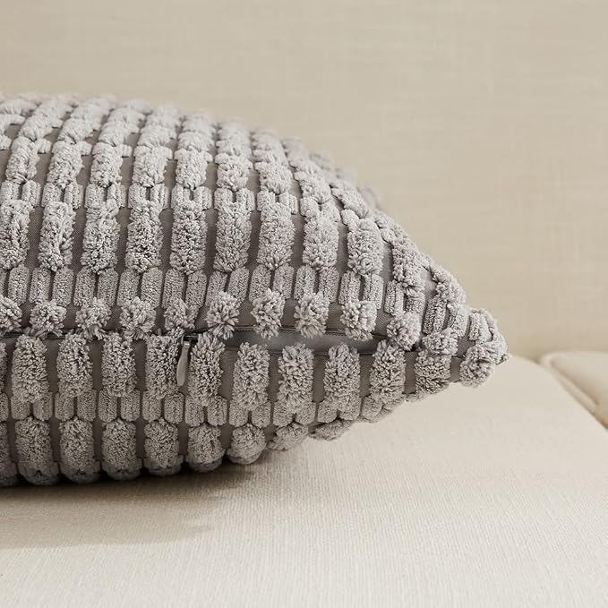 Fancy Homi 4 Packs Decorative Throw Pillow Covers for Living Room Couch Bed, Modern Farmhouse Boho Home Décor Accent Cushion Case, 22" x 22", Gray