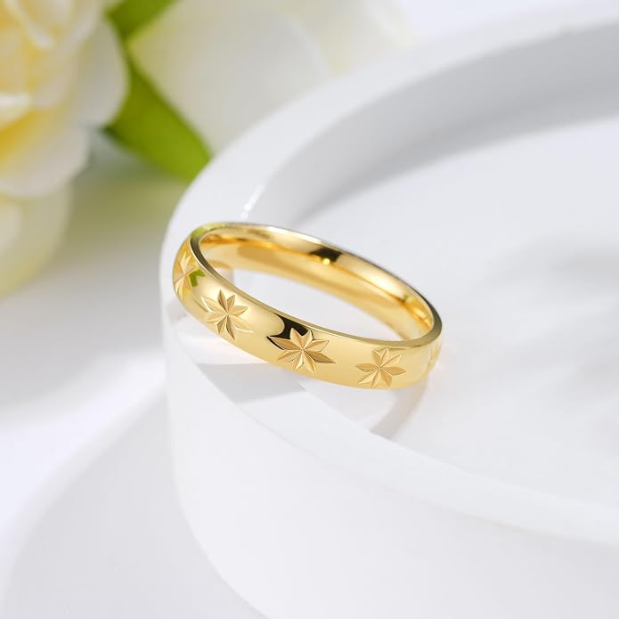 King Will Men's Women's Tungsten Carbide Ring 24k Gold Plated Rose Gold Plated Domed Polished Finish Wedding Band