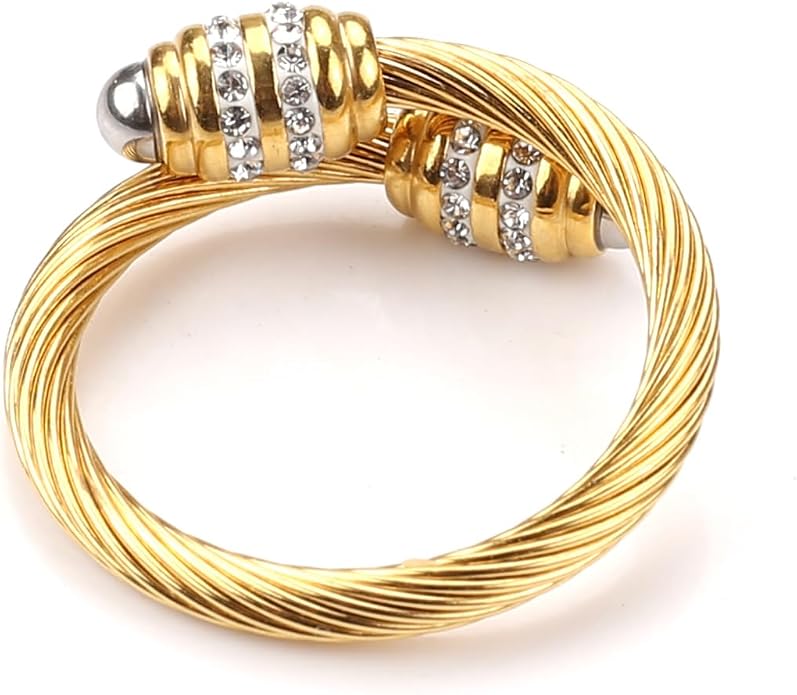 Dorriss Cable Rings Vintage Twisted Open Ring for Women Adjustable Designer Fashion Brand Stainless Steel Jewelry with Gift Box