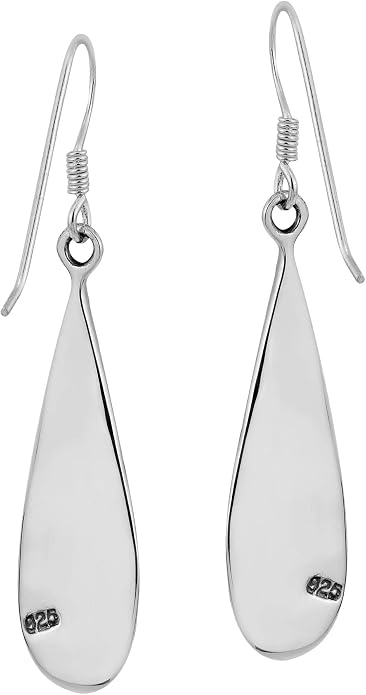 AeraVida Vintage Stone Teardrop Birthstone Sterling Silver Earrings, 9x45 mm | Dangle Earrings for Women
