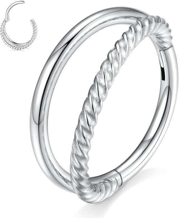316L Surgical Steel Septum Clicker Ring Nose Ring Hoop Sleeper Hoop Earring Helix Rook Conch Cartilage Daith Tragus Earrings Lobe Nose Piercing Jewelry for Women