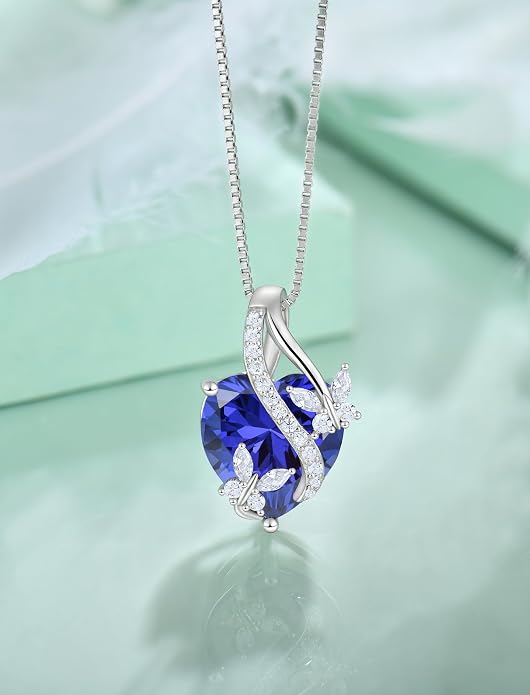 Butterfly Necklaces for Women Sterling Silver Infinity Heart Pendant Birthstone Jewelry Gift with 14k Yellow Gold/Rose Gold Plated