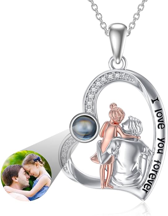 PROESS S925 Sterling Silver Daughter Heart Pendant Necklace from Dad Mom I Love You Forever Jewelry