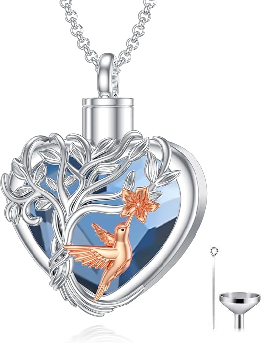 PELOVNY Urn Necklaces for Ashes of Loved Ones 925 Sterling Silver Personalized Heart Locket Urn Necklace Cremation Keepsake Memorial Jewelry Gifts for Women Men