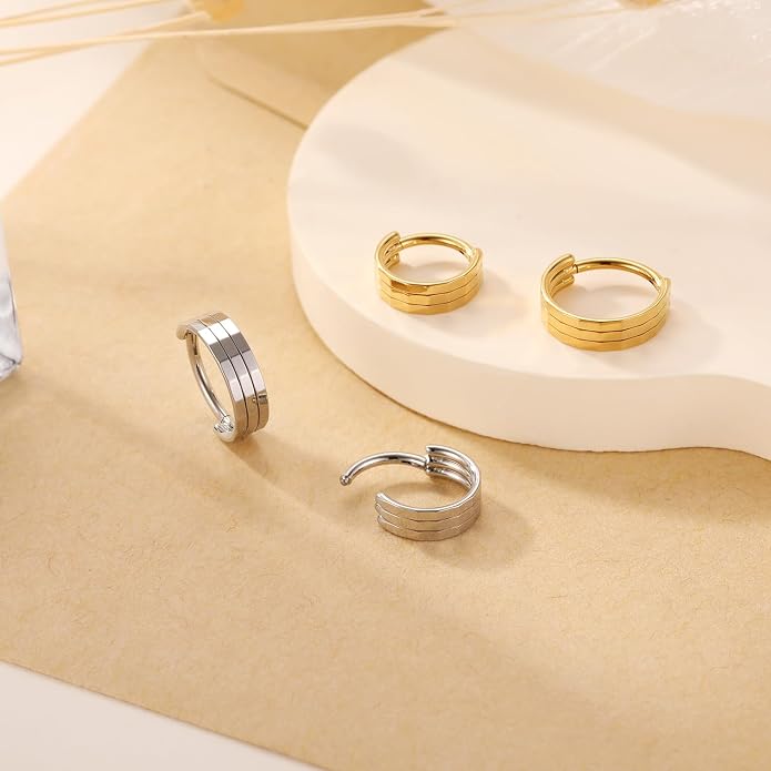 316L Surgical Steel Septum Clicker Ring Nose Ring Hoop Sleeper Hoop Earring Helix Rook Conch Cartilage Daith Tragus Earrings Lobe Nose Piercing Jewelry for Women