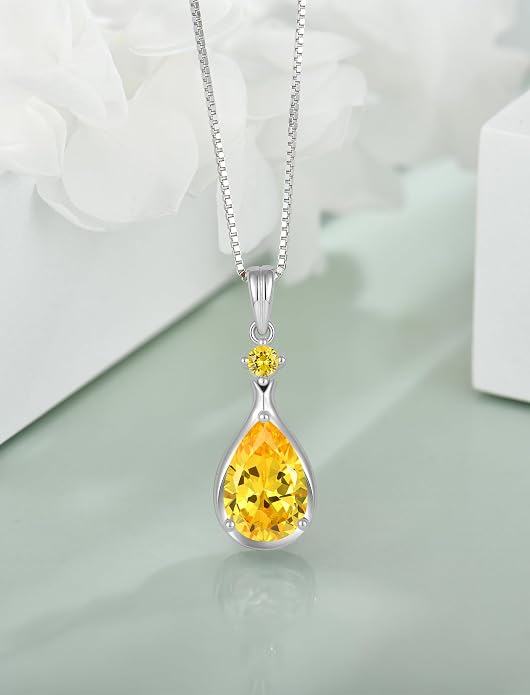 Birthstone Necklace for Women Teardrop Necklace S925 Sterling Silver Infinity Love Pendant for Mom Women
