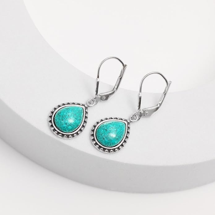 LeCalla 925 Sterling Silver Leverback Dangle Earrings for Women | Gemstone Drop Dangle Earring Jewelry Gifts for Wedding, Anniversary, Christmas, Valentine’s Day, New Year