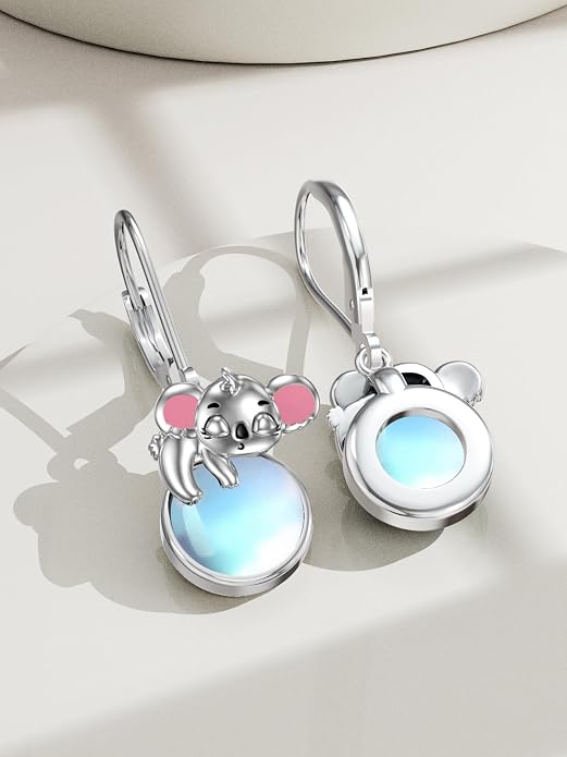 Dorunmo Moonstone Dangle Drop Earrings s925 Sterling Silver Leverback Earrings Filigree Moonstone Jewelry Birthday Gifts for Women