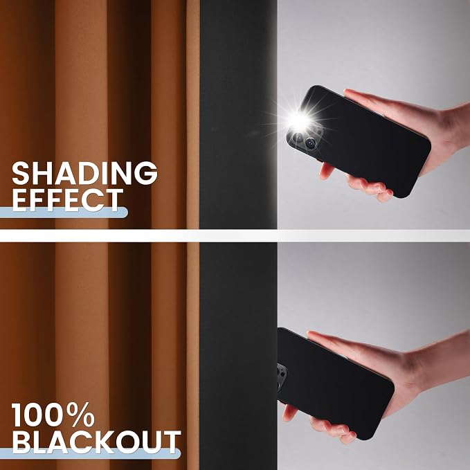 SimpleHome Orange 100% Blackout Curtains Room Darkening Living Room 96 Inch | Curtains for Bedroom,Thermal Insulated Grommet Window Drapes,Curtains for Living Room with Black Back,52 x 96 Inch,2 Panels